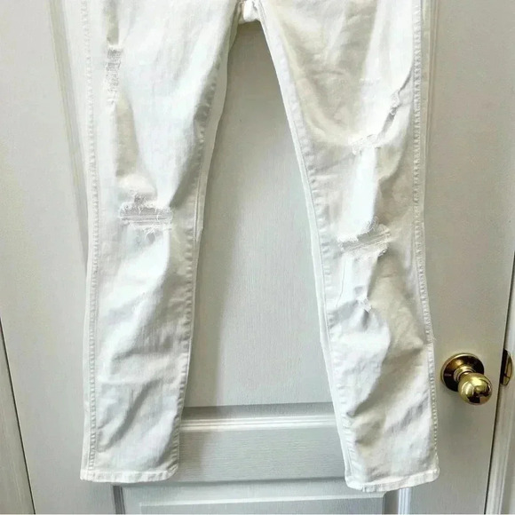 GAP High Rise Slim Straight Leg  Jeans Distressed White Denim Size 25 - Picture 10 of 16
